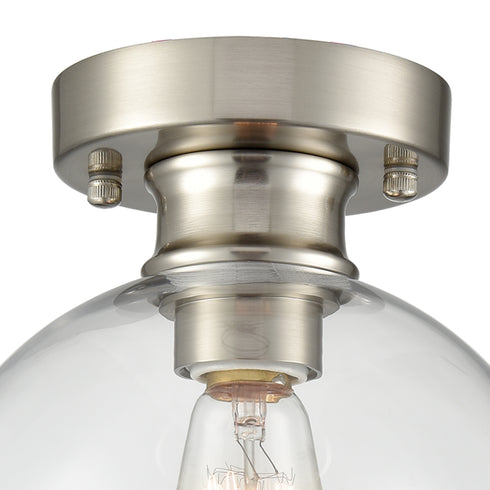 Glass Globe Shade Ceiling Light Fixture Brushed Nickel Flush Mount Ceiling Lights